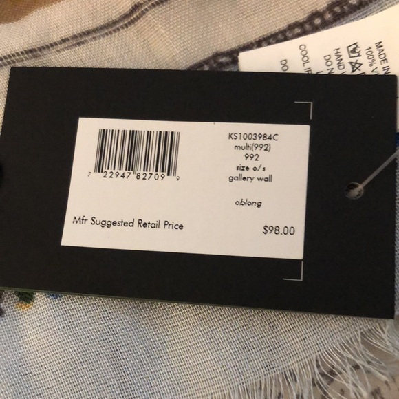 Kate Spade 100% Viscose Multicolored Gallery Wall Oblong Scarf OS NWT - Picture 5 of 16